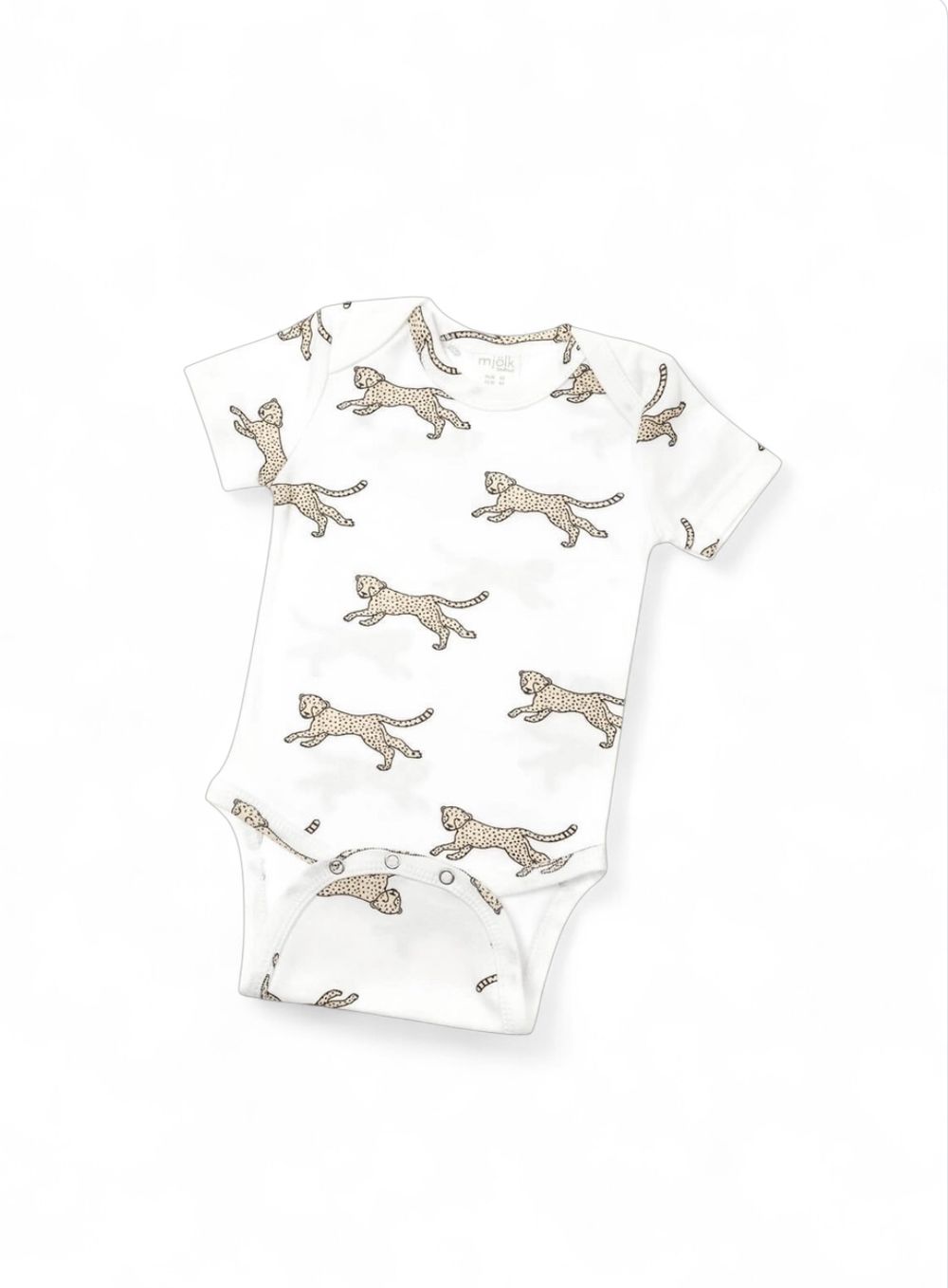 Mjolk - Leopard Printed Short Sleeves Bodysuit - White