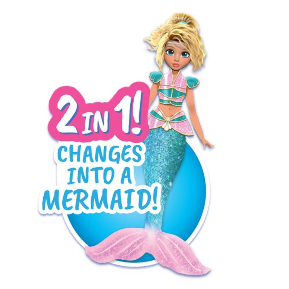 Mermaid Magic - Merlinda Warrior Doll 9-inches, Land And Sea Transformation 2-in-1 With Accessories