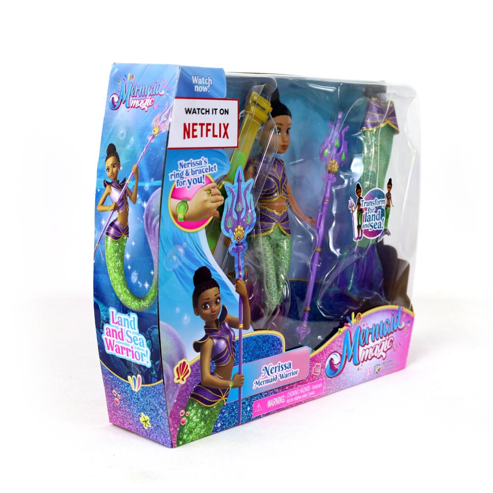 Mermaid Magic - Nerissa Warrior Doll 9-inches, Land And Sea Transformation 2-in-1 With Accessories