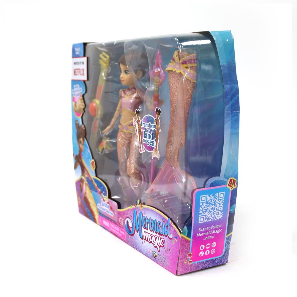 Mermaid Magic - Sasha Warrior Doll 9-inches, Land And Sea Transformation 2-in-1 With Accessories