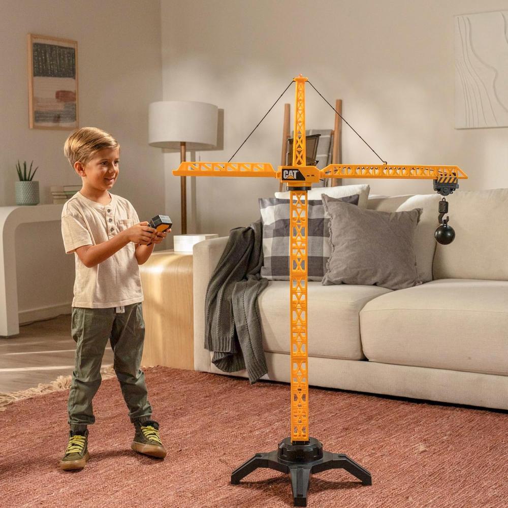 Cat Toys - Workforce Remote Control Jumbo Tower Crane With Mini Figure And Construction Vehicle Playset