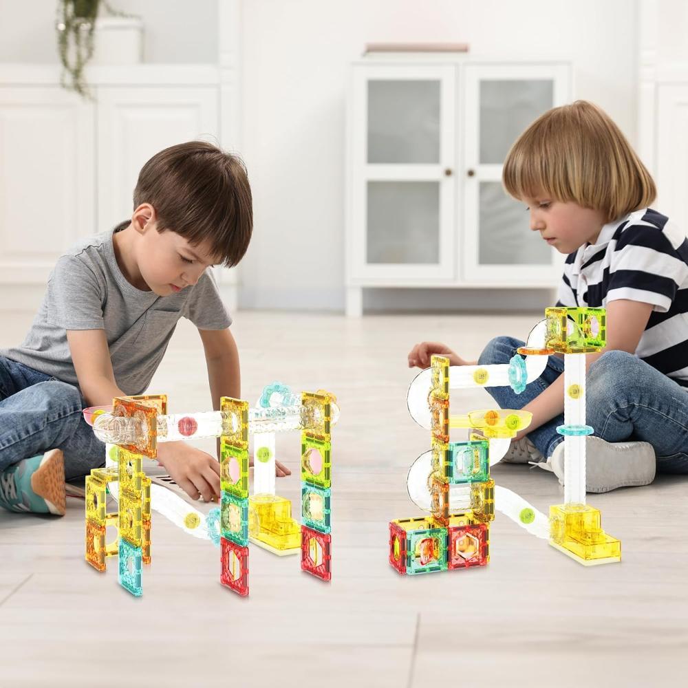 Picasso Tiles Travel Size Magnetic Marble Run With Launcher Playset - Multicolor - 100 Pcs