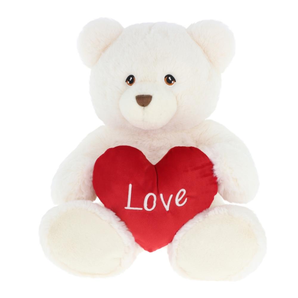 Keel Toys - Keeleco Plush Teddy Bear With Heart - White