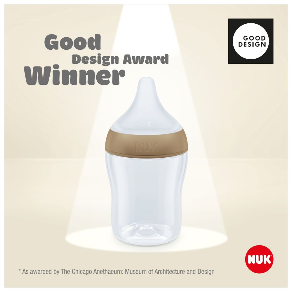 Nuk - Perfect Match Glass Baby Feeding Bottle With Soft Silicon Teat - Rainbow - 120 ml