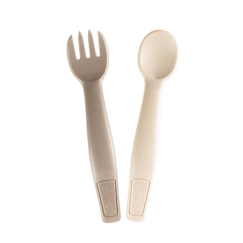 Nip Spoon & Fork Eco-Friendly Cutlery Set 2pcs - Grey