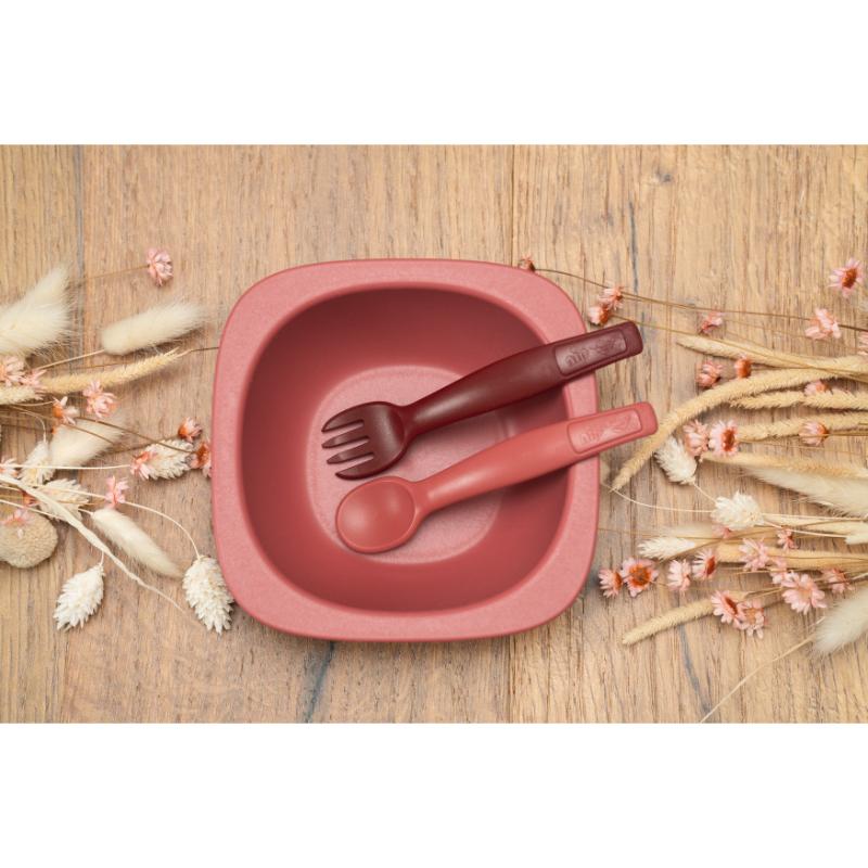 Nip - Spoon & Fork  Eco-Friendly Cutlery Set - 2pcs - Red