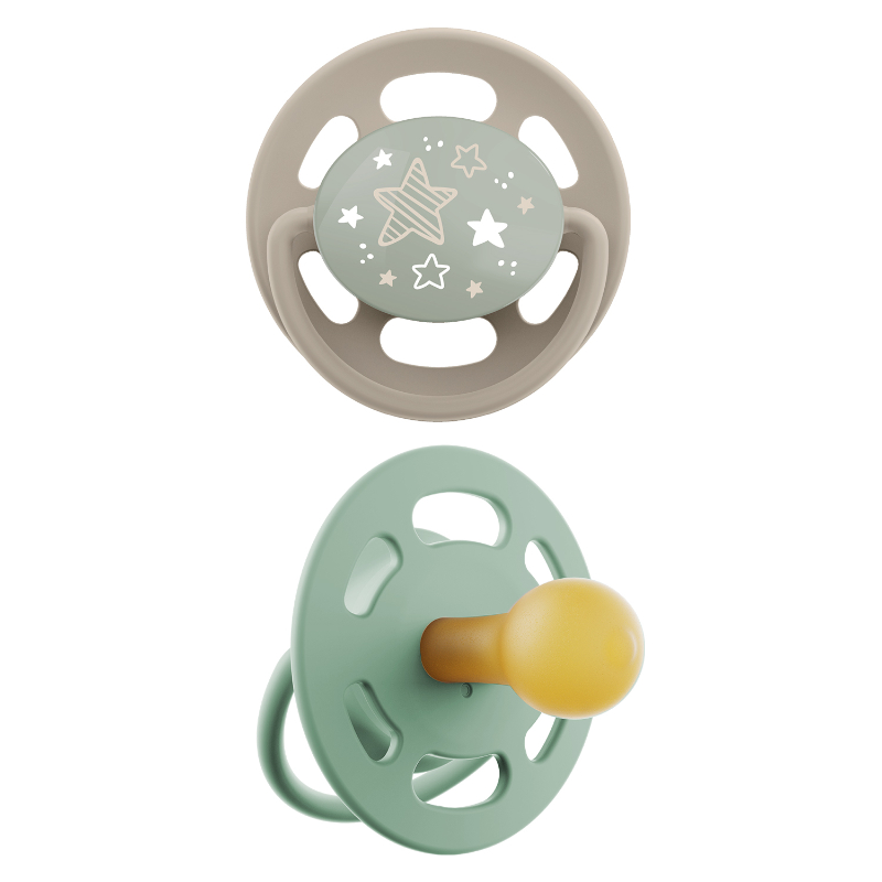 Nip - Cherry Round Baby Pacifier Night - 6M+ - Glows In The Dark