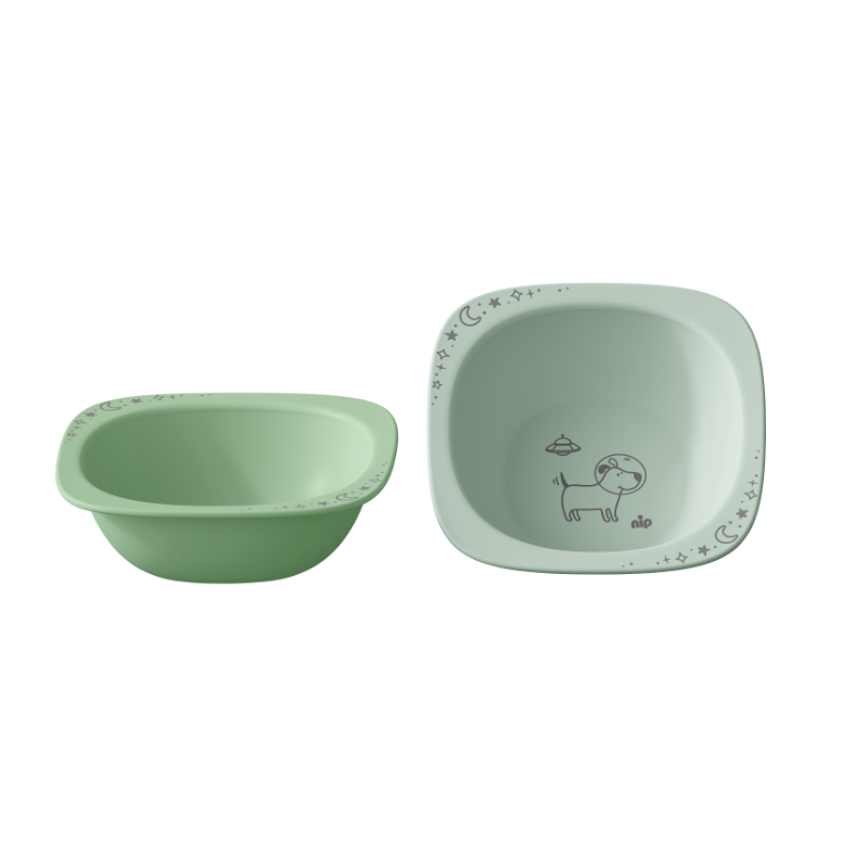 Nip - Organic Baby Feeding Bowl Set - 2 Pcs - Dog - Green