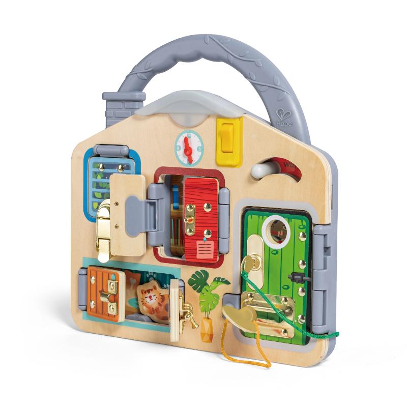 Hape - Wooden Lock & Learn Playboard with Light & Handle