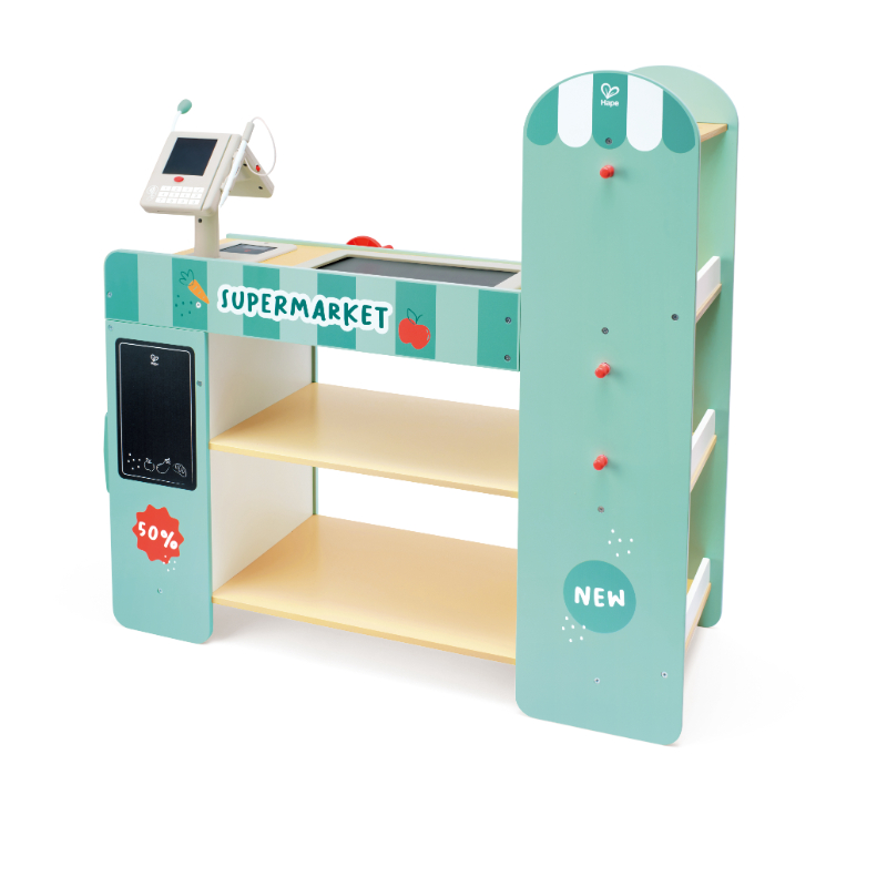Hape - Smart & Wooden Supermarket Playset - 50 Pcs