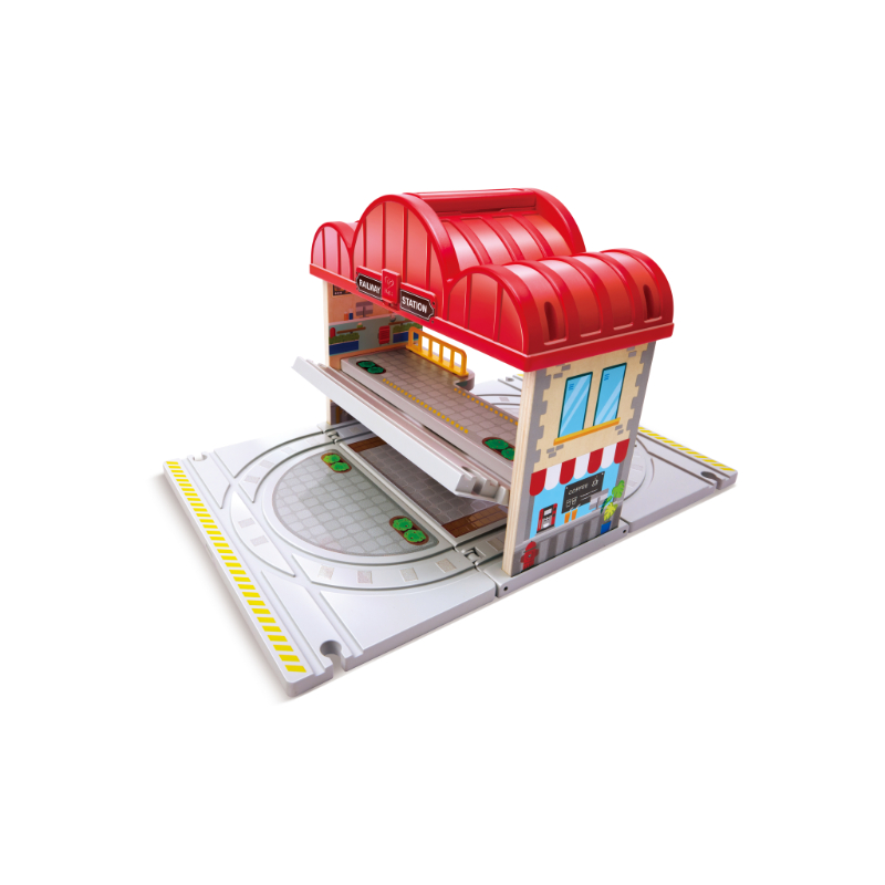 Hape - Portable Train Station Set - Multicolor - 40 Pcs