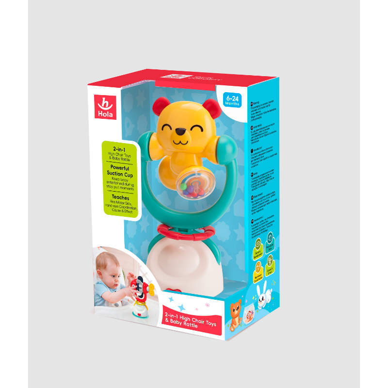 Hola - 2in1 Highchair Toys & Baby Rattle Suction Toys - Bear