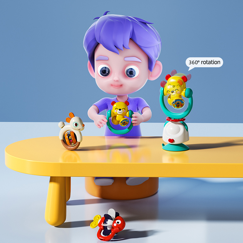 Hola - 2in1 Highchair Toys & Baby Rattle Suction Toys - Bear