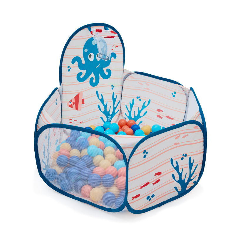 Hape - Ocean Ball Pit - 200 Balls And Basketball Hoop