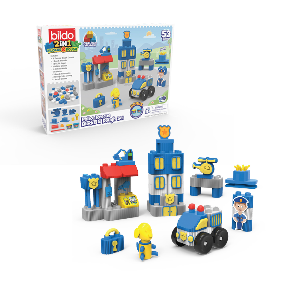 BILDO - Police Rescue - Blocks & Dough Set - 53pcs