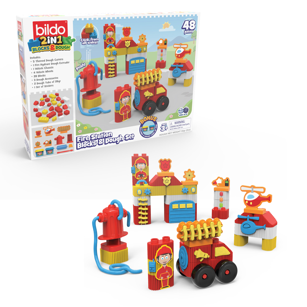 BILDO - Fire Station - Blocks & Dough Set - 48pcs