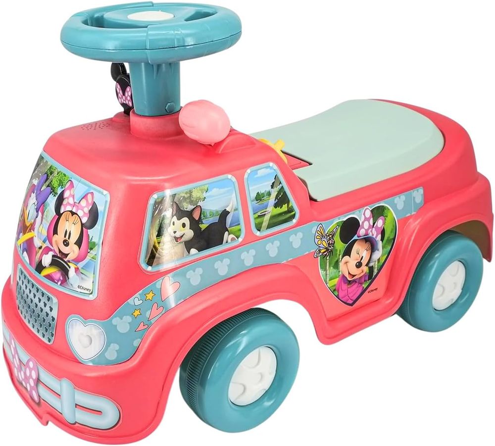 Kiddieland - Disney Junior Minnie Mouse Activity Ride-On Camper Van with Lights & Sounds - Pink