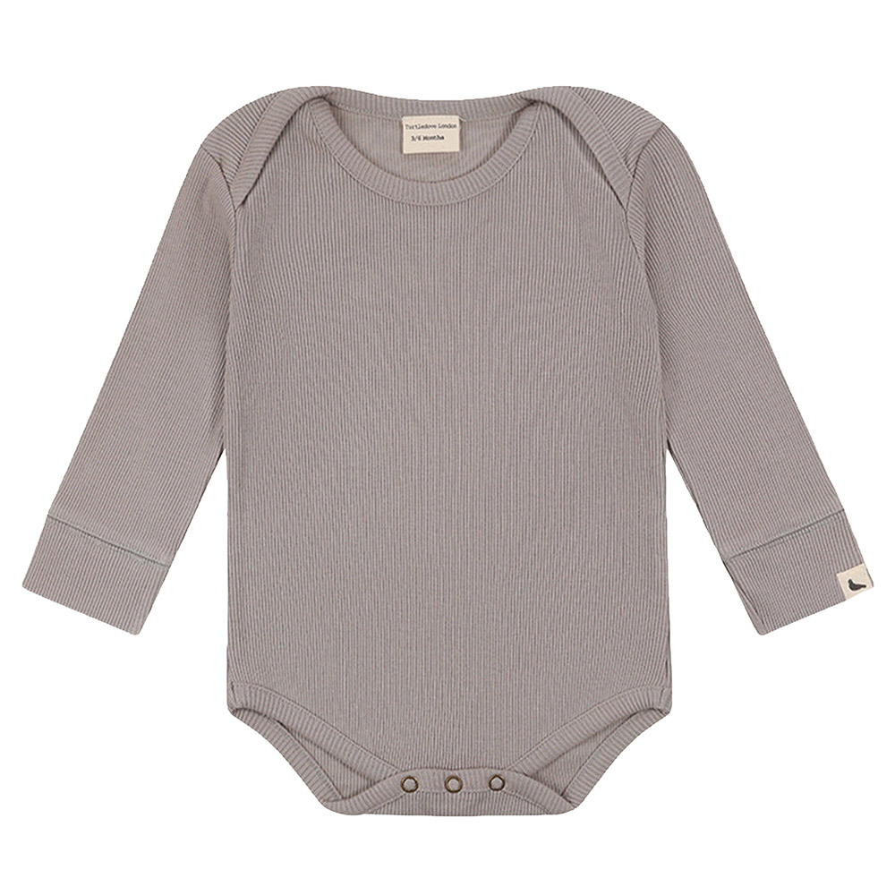 Turtledove London - Baby's Ribbed Bodysuit - Grey