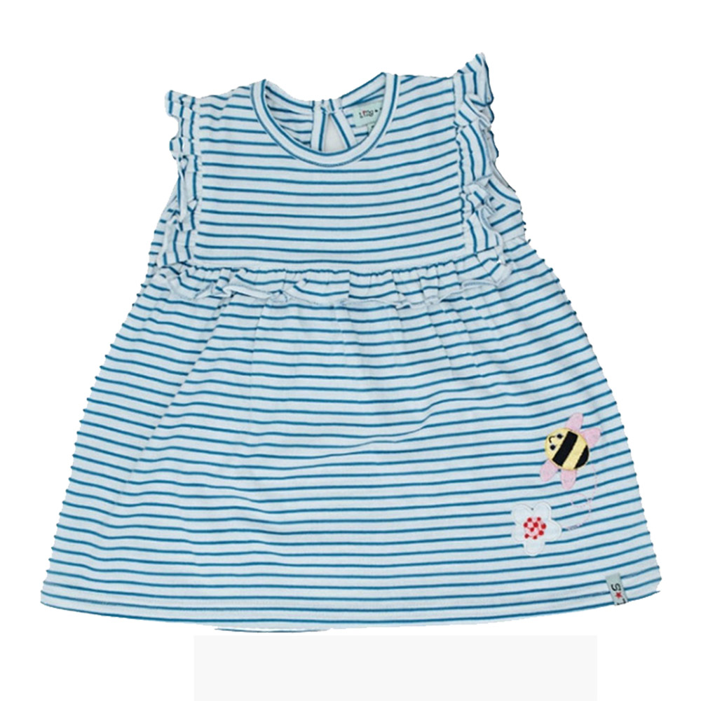 Lilly & Sid - 2pc-Set - Baby Girl's Stripe Printed Dress & Pants - Blue