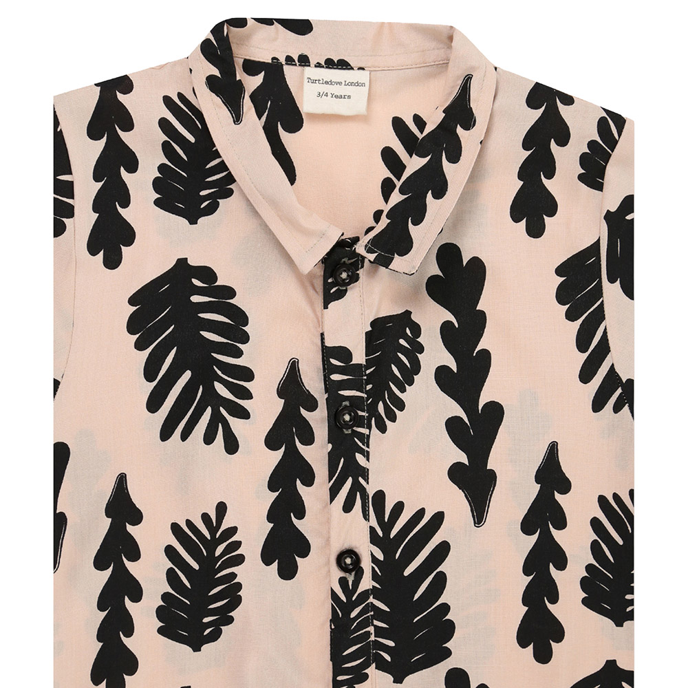 Turtledove London - Girl's Seaweed Printed Short Sleeve Romper - Cream