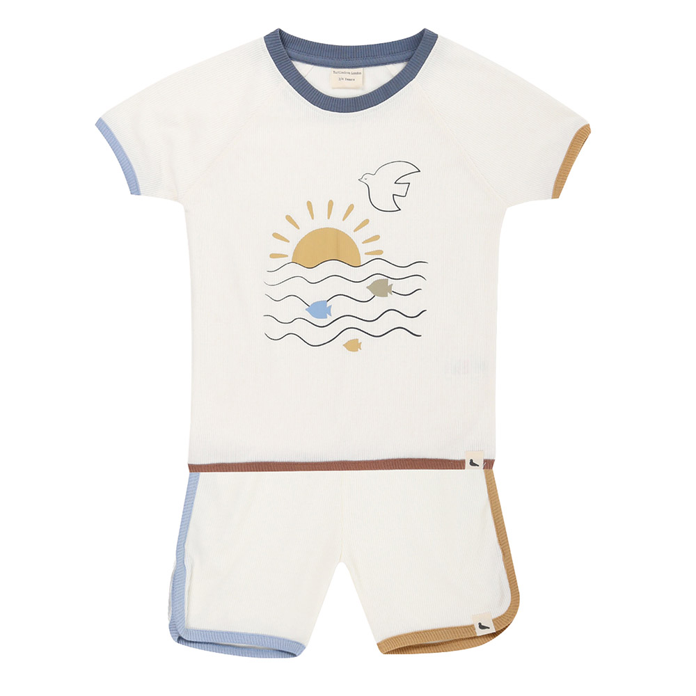 Turtledove London - 2pc-Set - Kids Nature Printed T-Shirt & Shorts - White