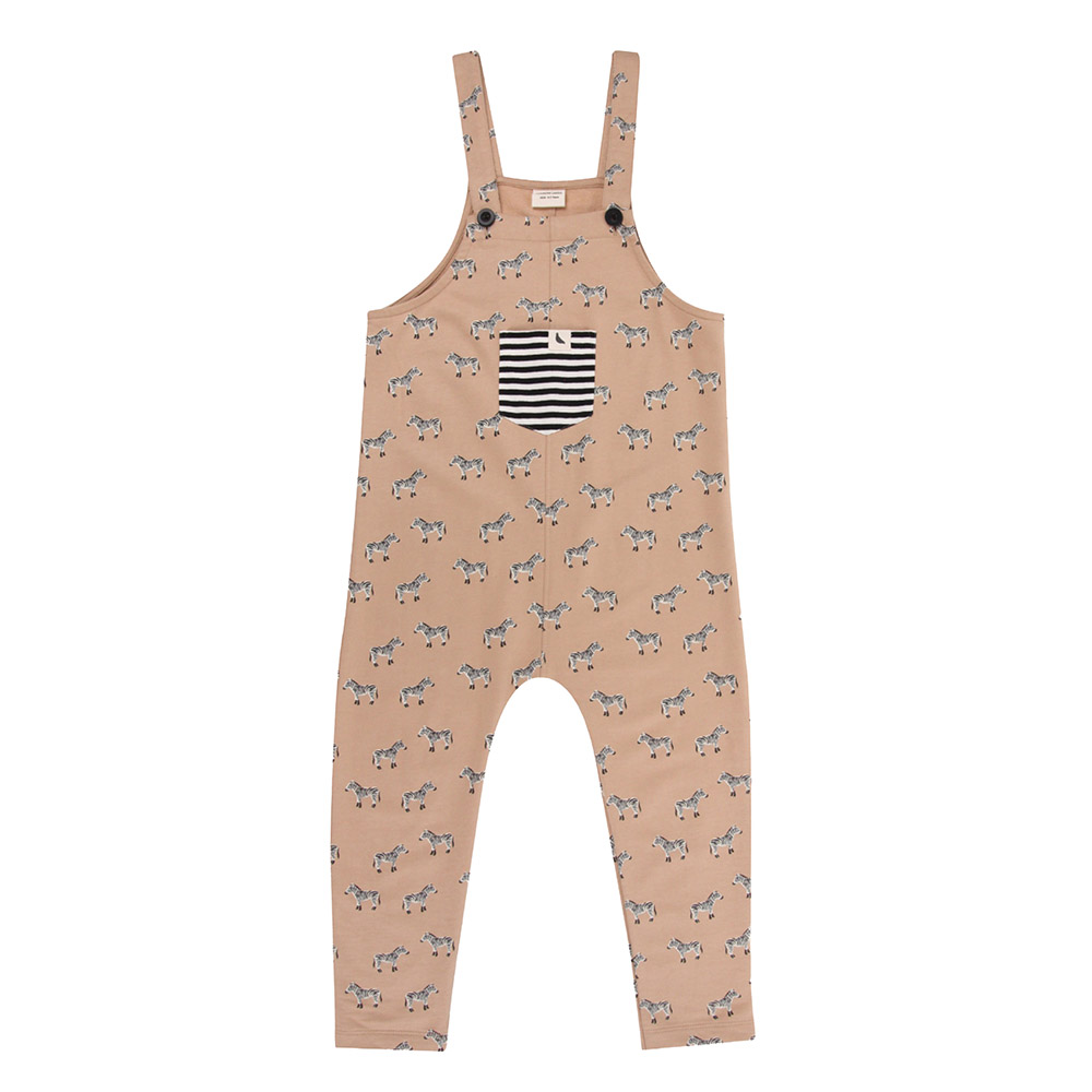 Turtledove London - Kids Zebra Printed Dungarees - Beige