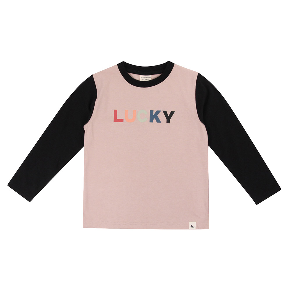 Turtledove London - Kids Lucky Slogan Printed T-Shirt - Pink