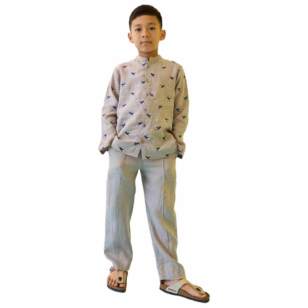 Little West Street - Rio Plain Linen Pants - Grey