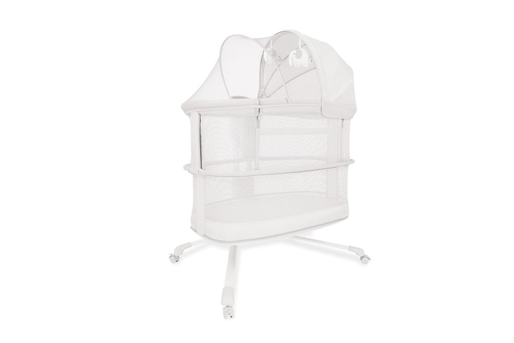 Mastela - Baby Bassinet With Adjustable Height Canopy And Rolling Wheels - White