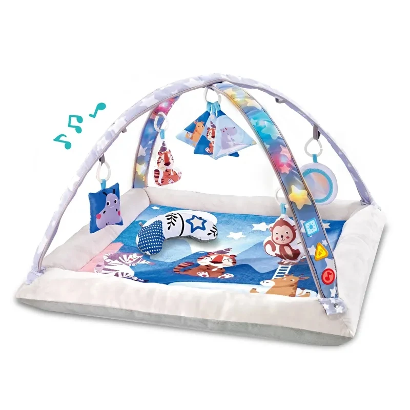 Little Angel Baby Musical Play Gym Mat With Hanging Toys - Blue