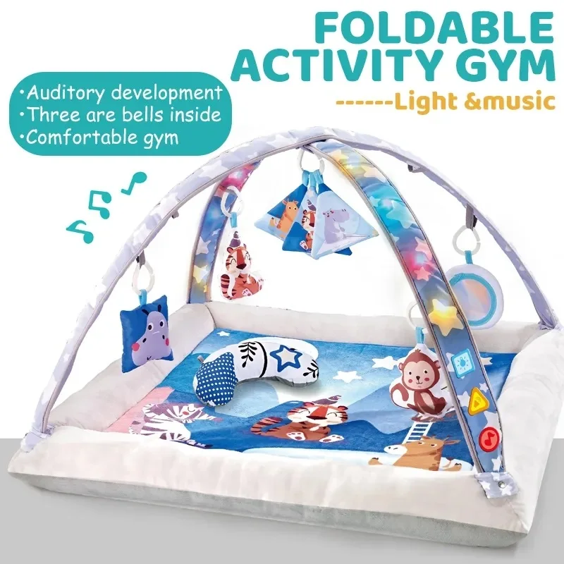 Little Angel Baby Musical Play Gym Mat With Hanging Toys - Blue