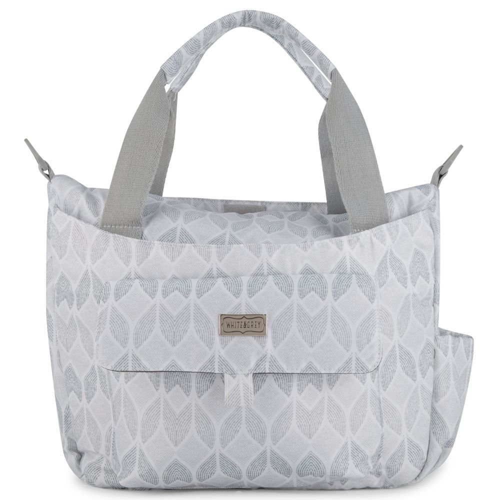 White&Grey - Baby Diaper Bag With Changing Mat - Leaf Whisper