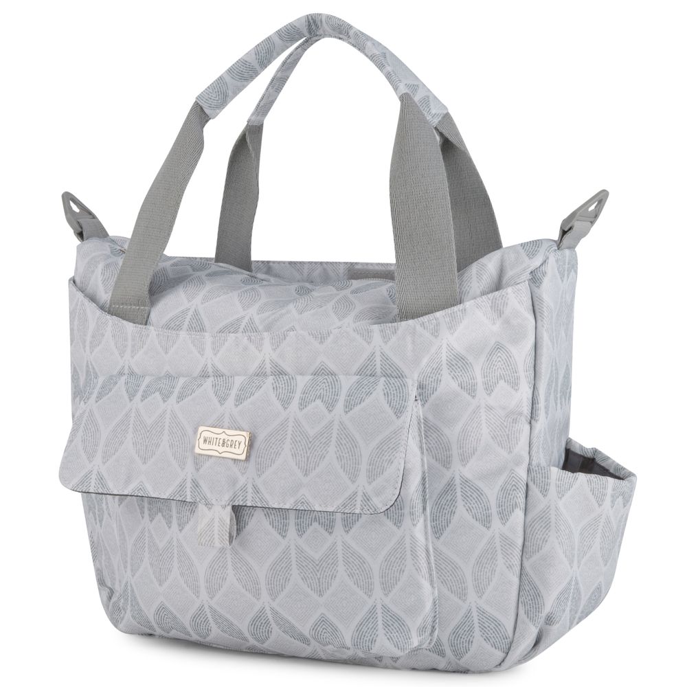 White&Grey - Baby Diaper Bag With Changing Mat - Leaf Whisper