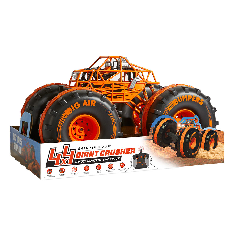 Sharper Image - 4x4 Giant Crusher Remote Control 4WD Truck - Orange