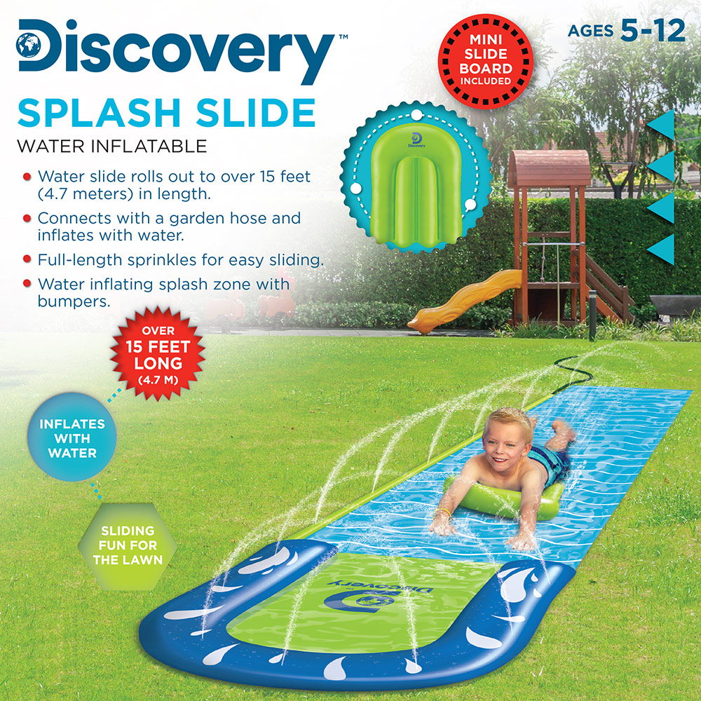 Discovery - Inflatable Water Splash Slide With Mini Slide Board - 15 ft