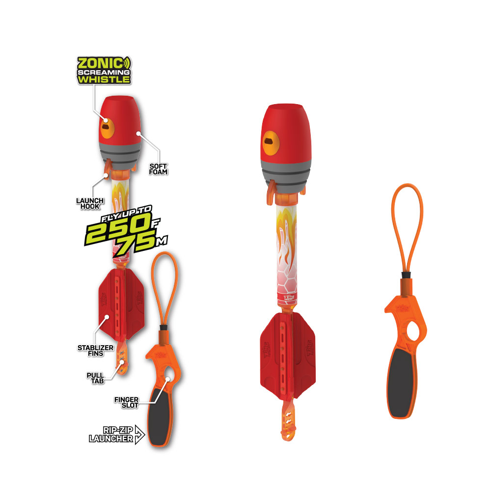 Zing - Air Storm Sky Ripperz Supersonic Rocket Launcher Set - Red