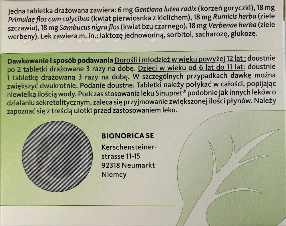 Bionorica - Sinupret Secretolytic Sugar Coated Tablets - 50 Pcs