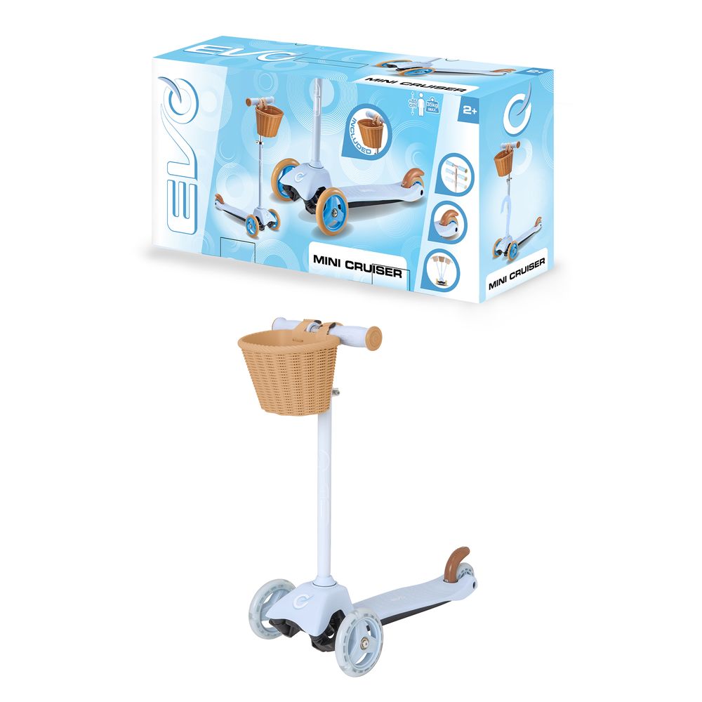 EVO - Mini Cruiser Scooter With Basket - Pastel Blue