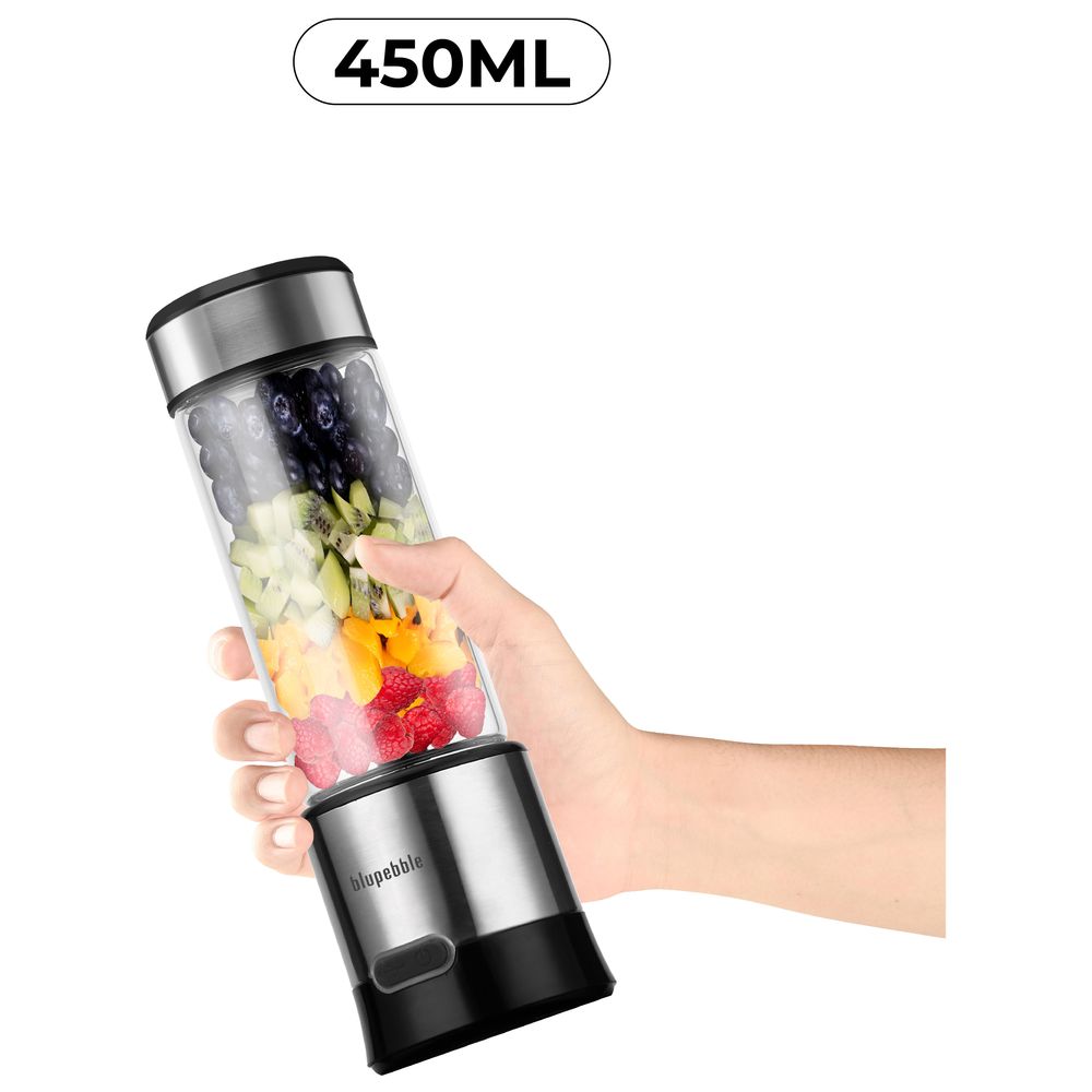 Blupebble Portable Rechargeable Blender With 6 Blades - 450ml - Grey