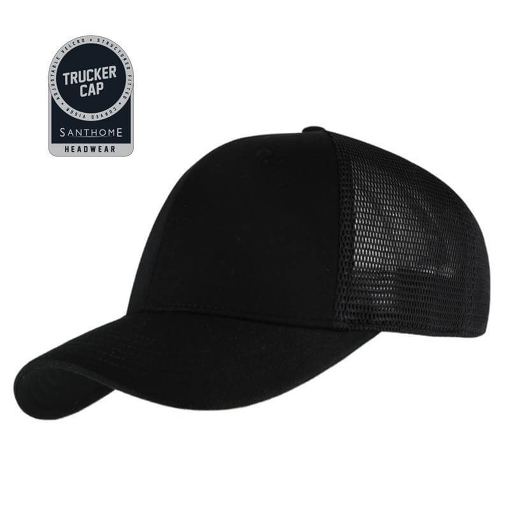 Santhome - Swift 6 Panel Trucker Cap - Black