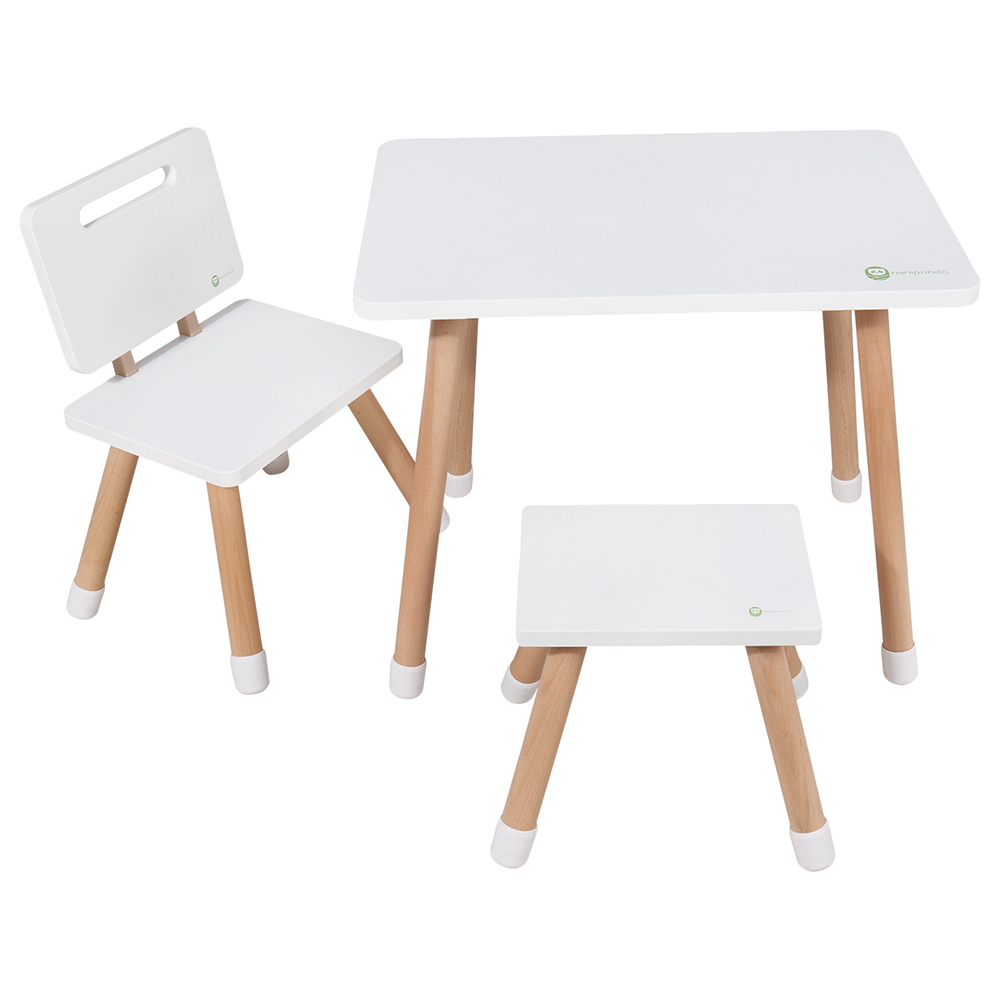 Mini Panda- Whimiswood kids Wooden Chair And Desk Set- Snowfall- 3 Pcs
