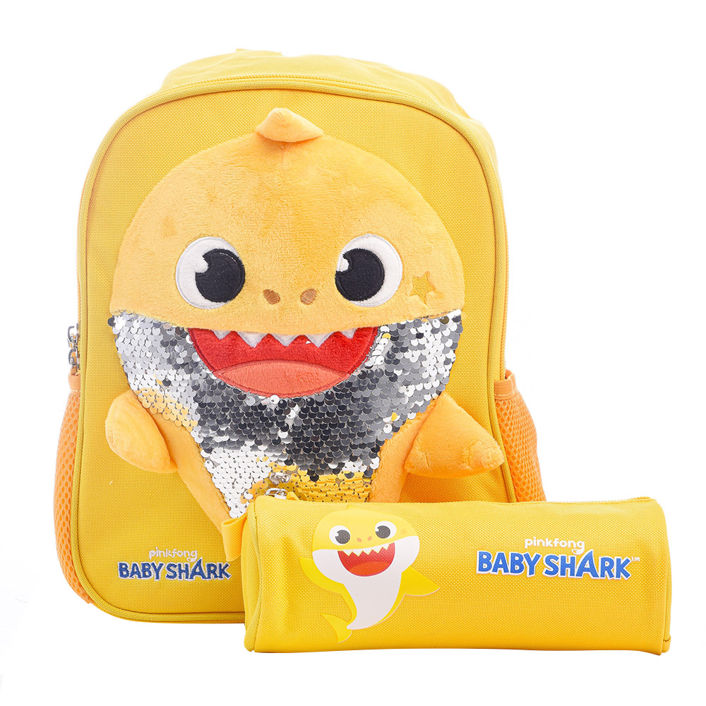 Hollywood Magic - 12-Inch Baby Shark Backpack And Pencilcase - Yellow