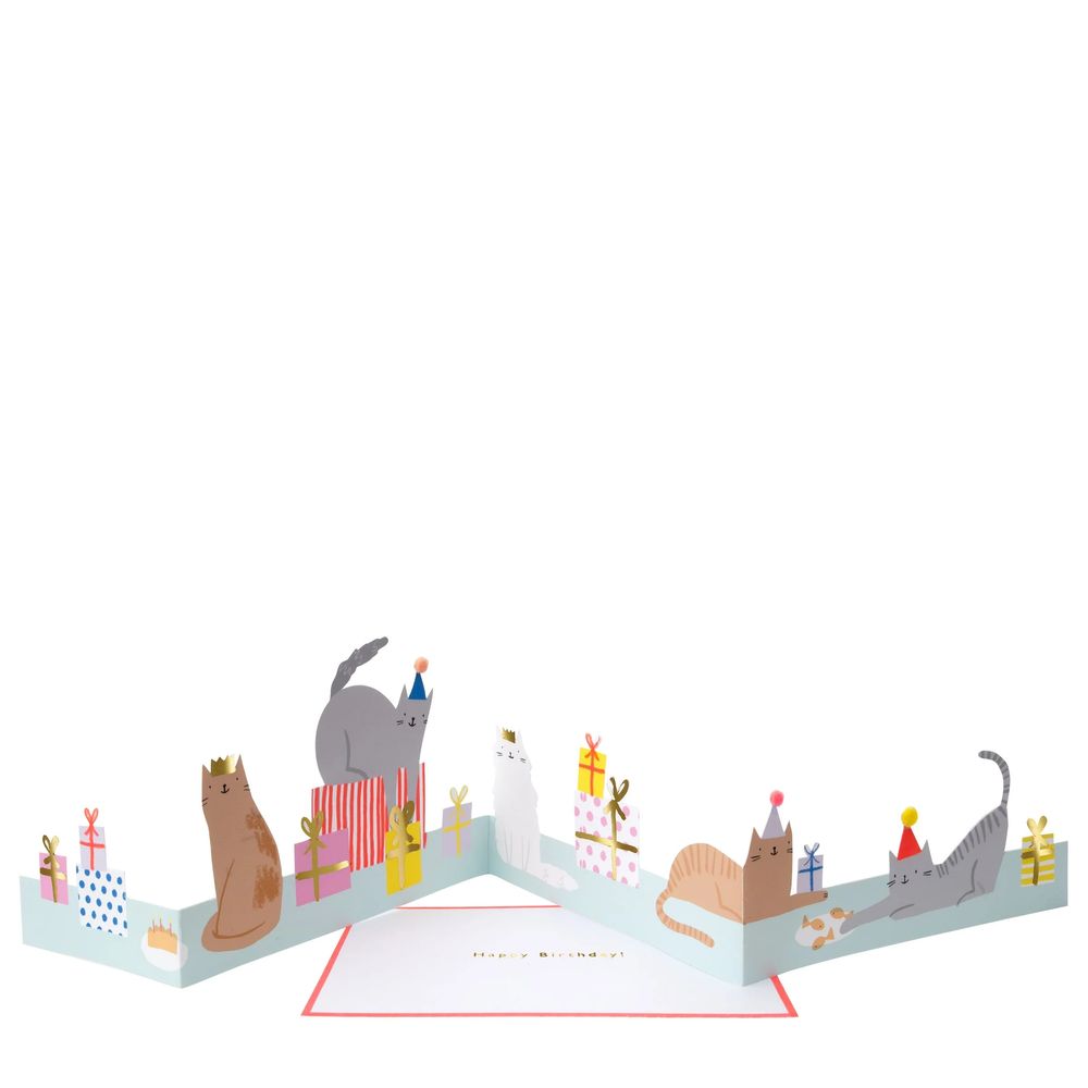 Meri Meri - Cat Party Birthday Card - Multicolor