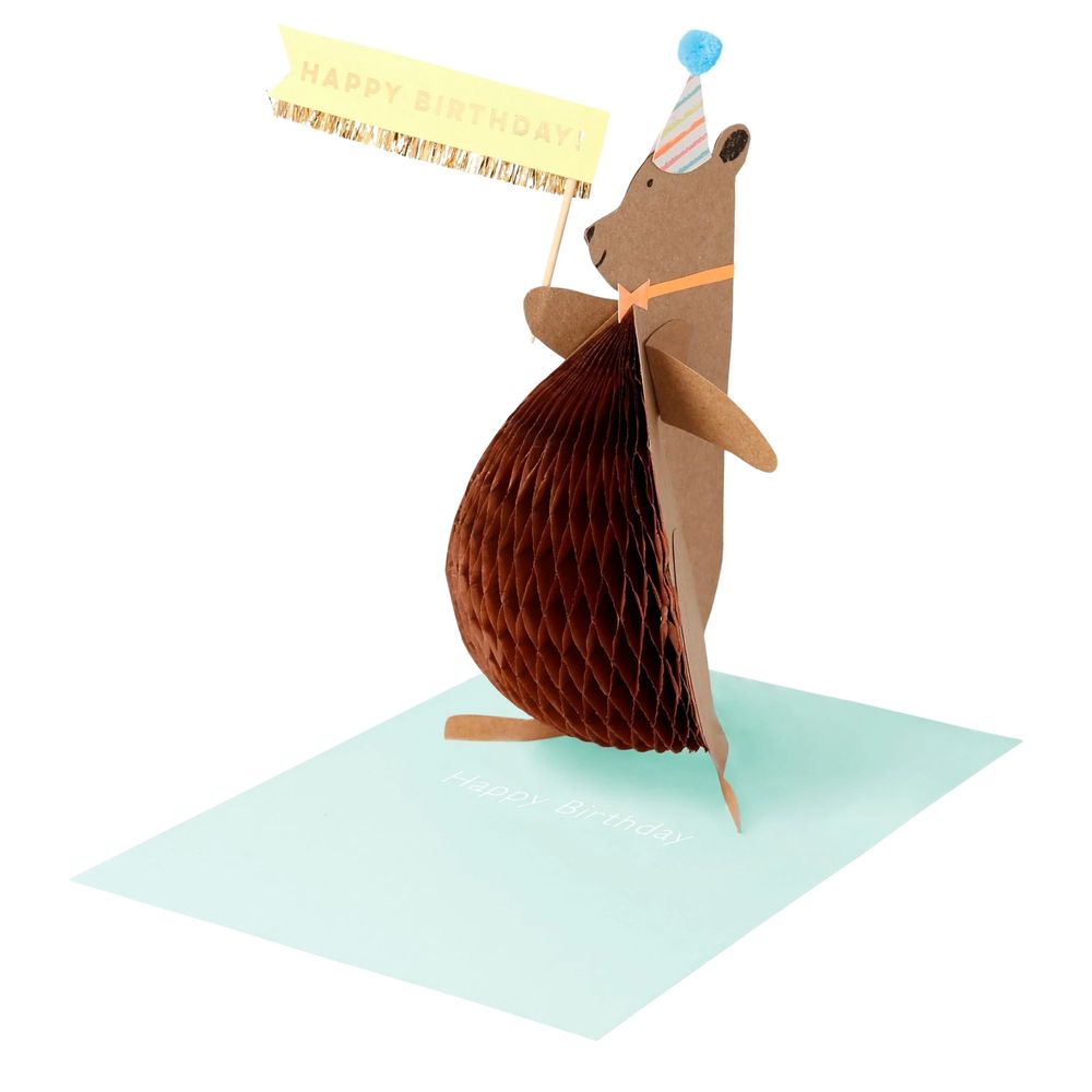 Meri Meri - Honey Bear Stand-Up Birthday Card - Multicolor