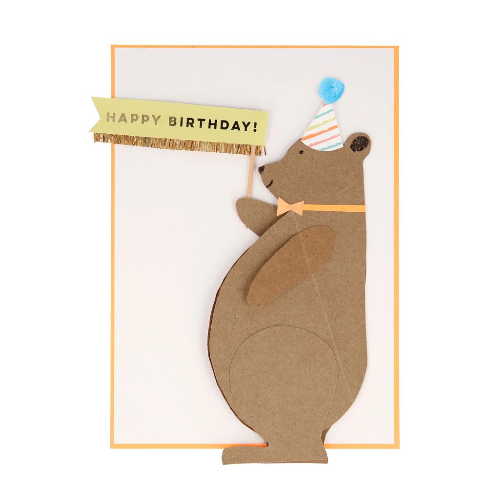 Meri Meri - Honey Bear Stand-Up Birthday Card - Multicolor