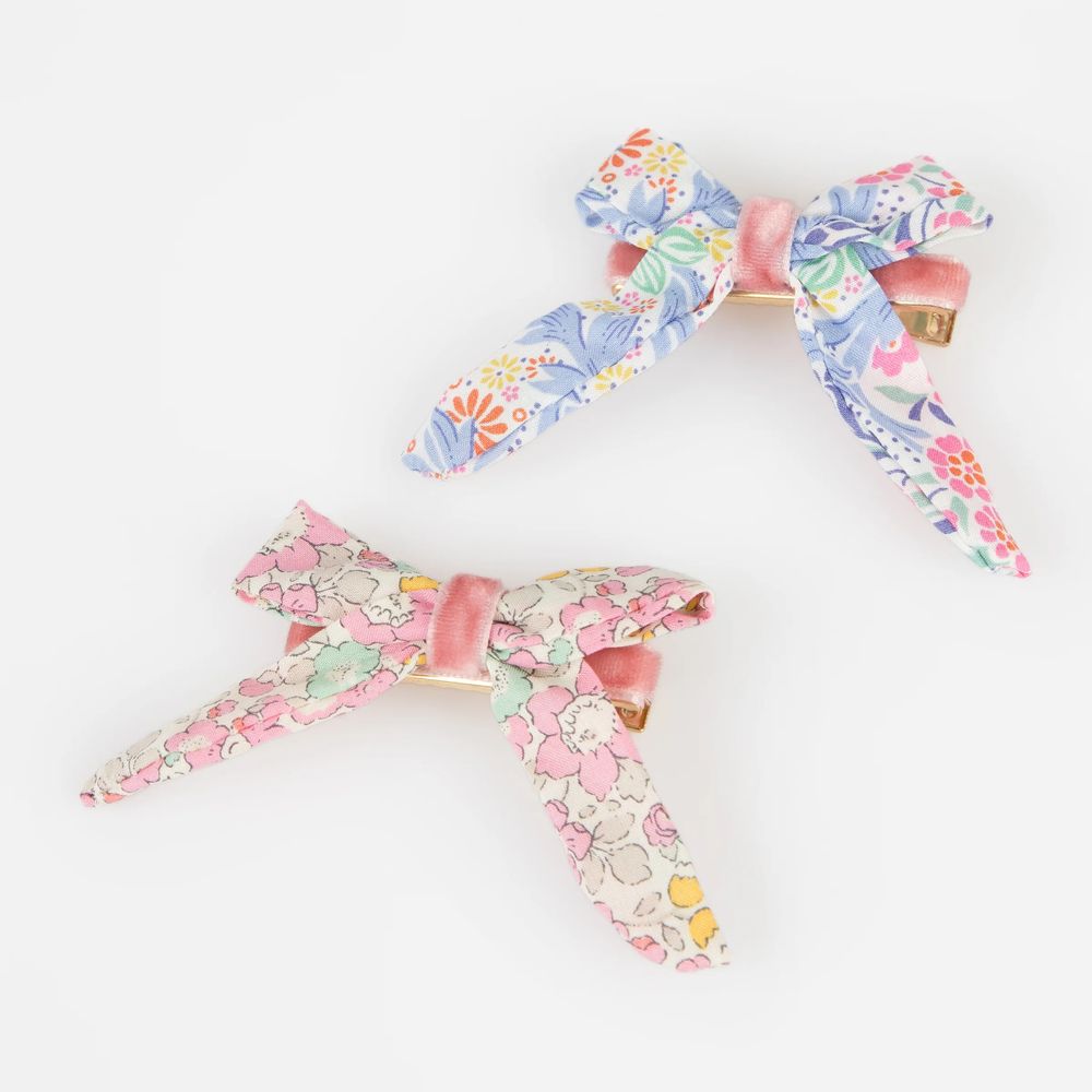 Meri Meri - Floral Pattern Bow Hair Clips - Multicolor - 4 Pcs