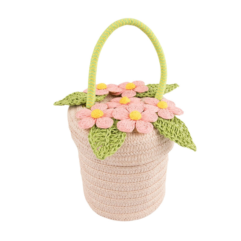 Meri Meri - Flower Pot Basket Bag - Pink/Green