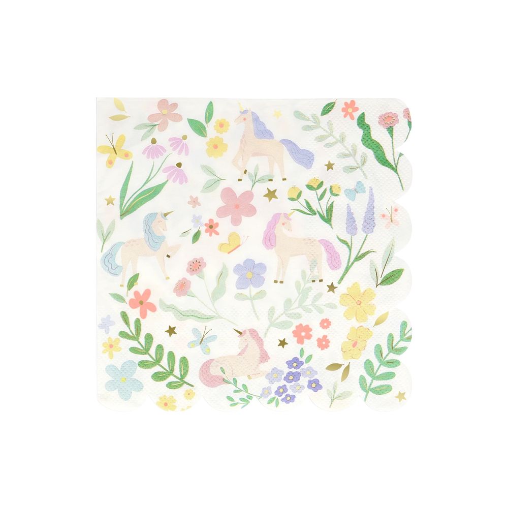 Meri Meri - 3-Ply Meadow Unicorns Napkins - Multicolor - Large - 16 Pcs