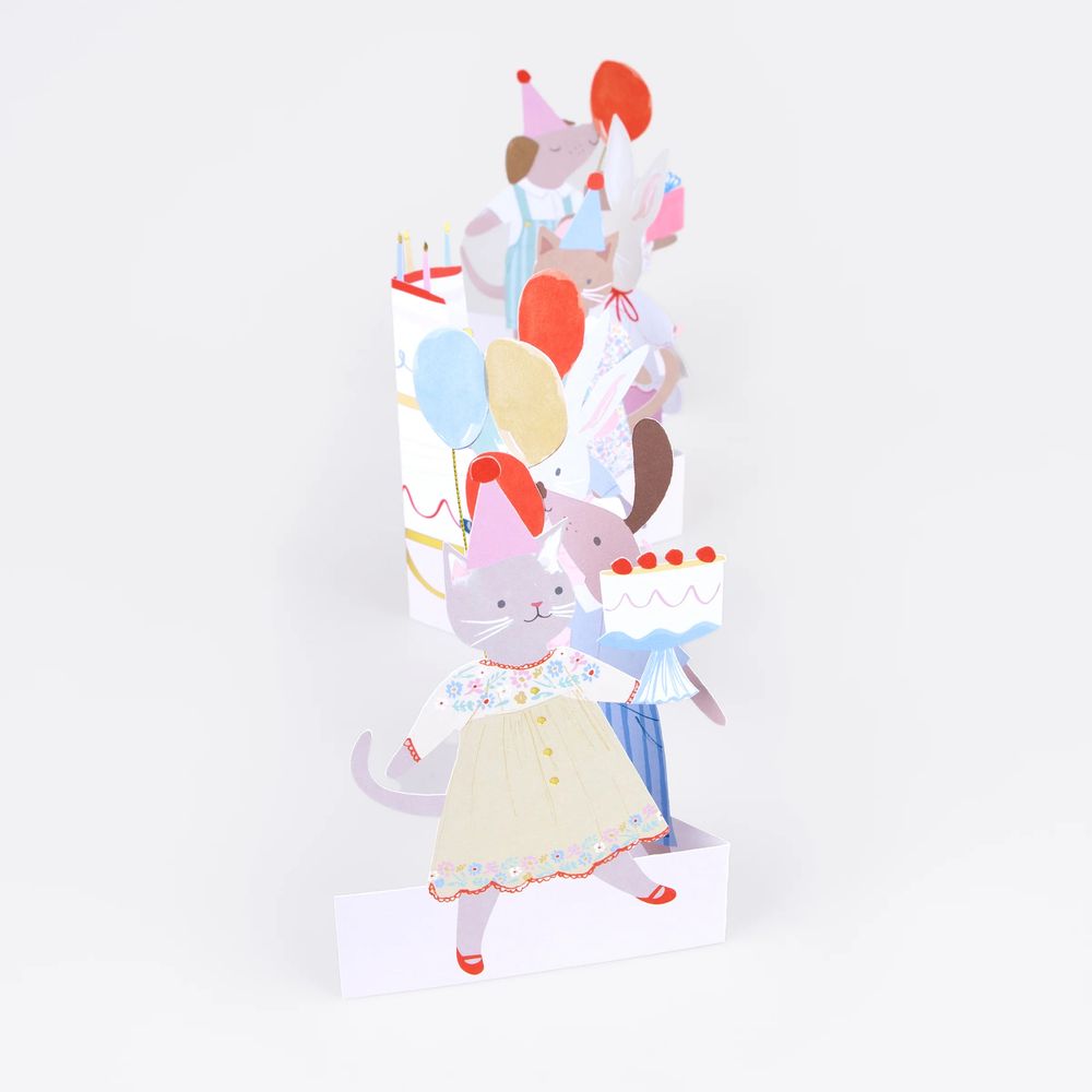 Meri Meri - Animal Friends Fold-Out Birthday Card - Multicolor