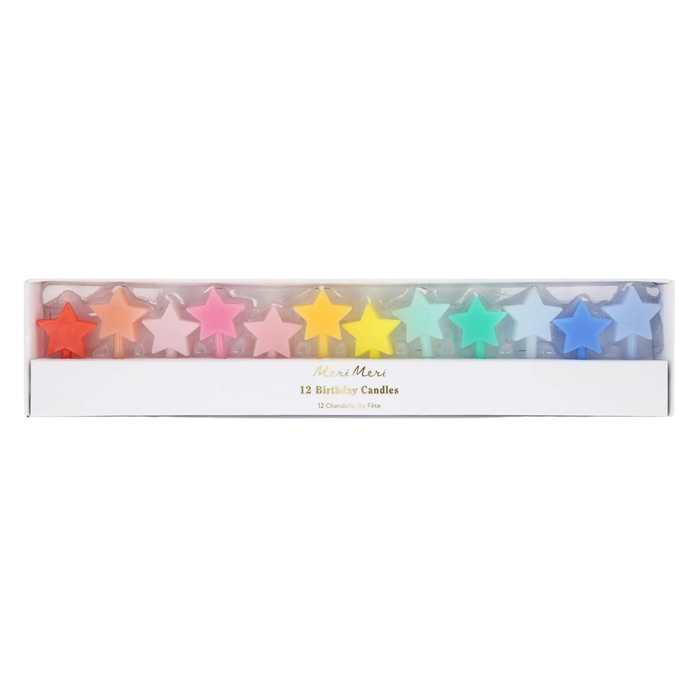 Meri Meri - Rainbow Star Birthday Candle Set - Multicolor - 12 Pcs